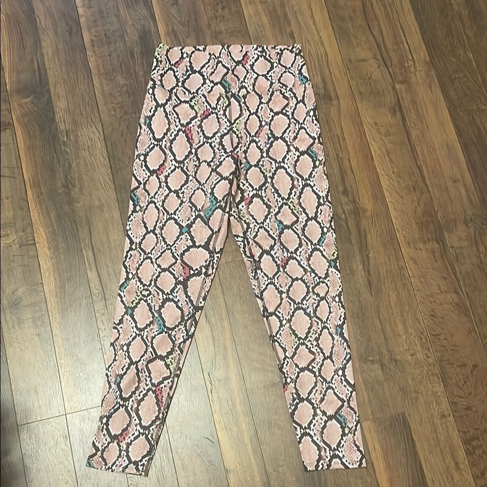 Beach Riot Pink and Black Snakeskin Leggings